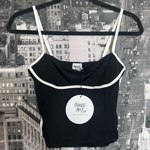 Princess Polly NWT Maidenwell Contrast Top Black Size 6